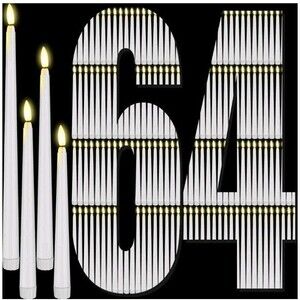 64 Pcs Flameless LED Taper Candles Battery Operated Candles 4 Sizes No Batteries